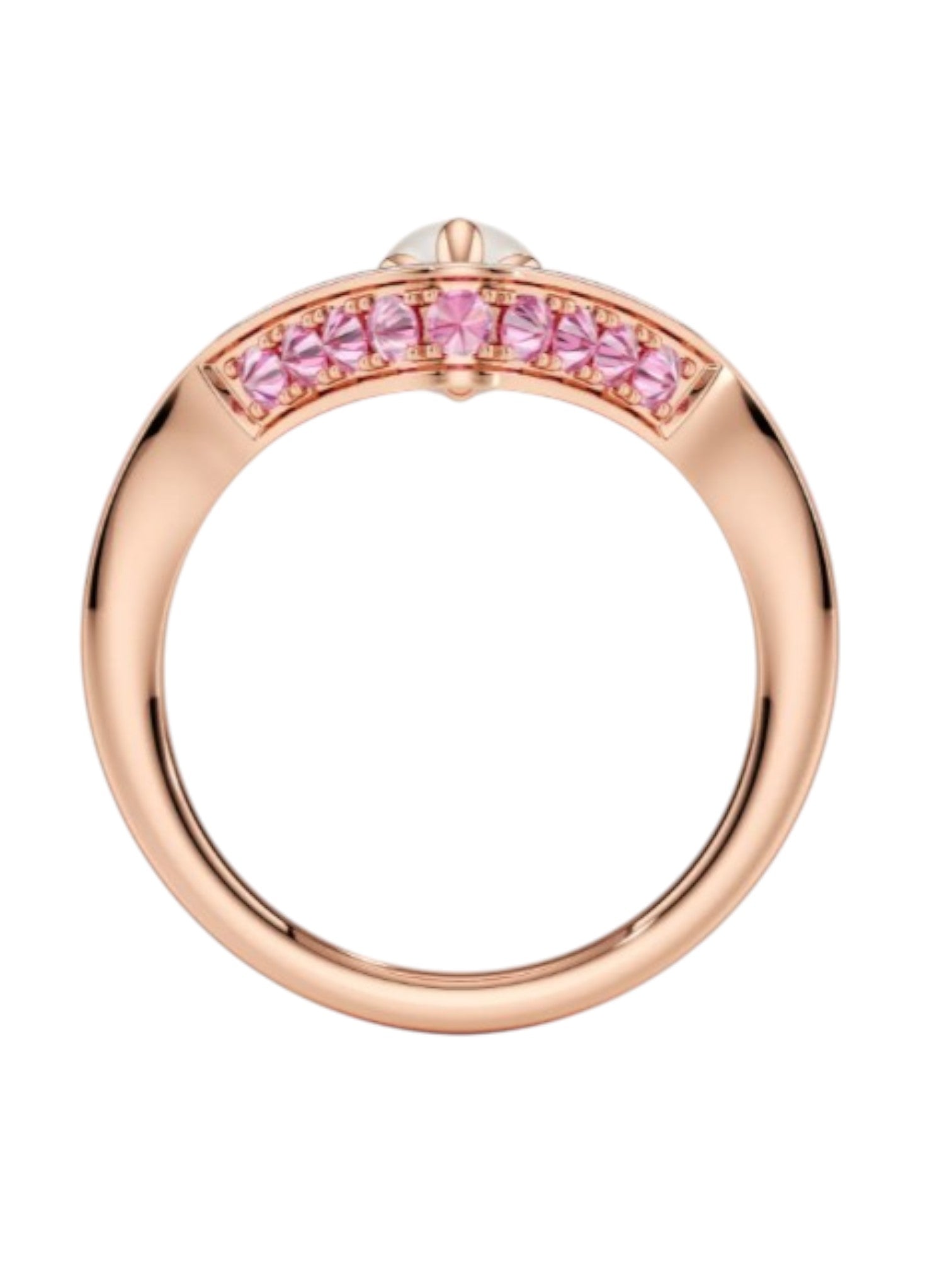 925 Sterling Silver Rose Gold Plated Light Weight CZ Stone Pearl Ring For Women By Kesardeep